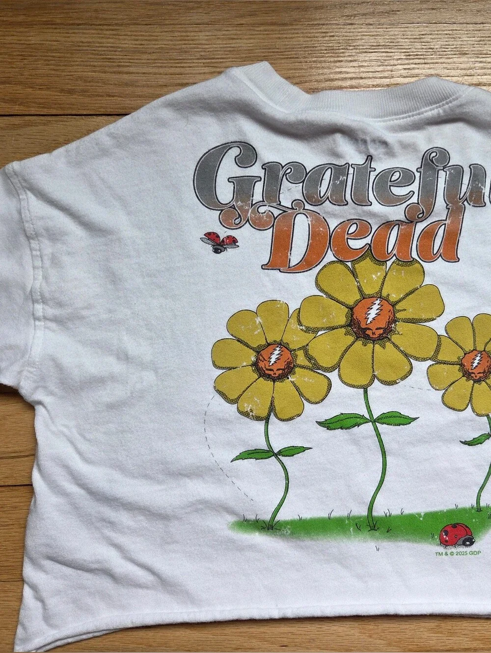 Old Navy White Girls' 'Good Vibes' Grateful Dead Cropped Sweatshirt